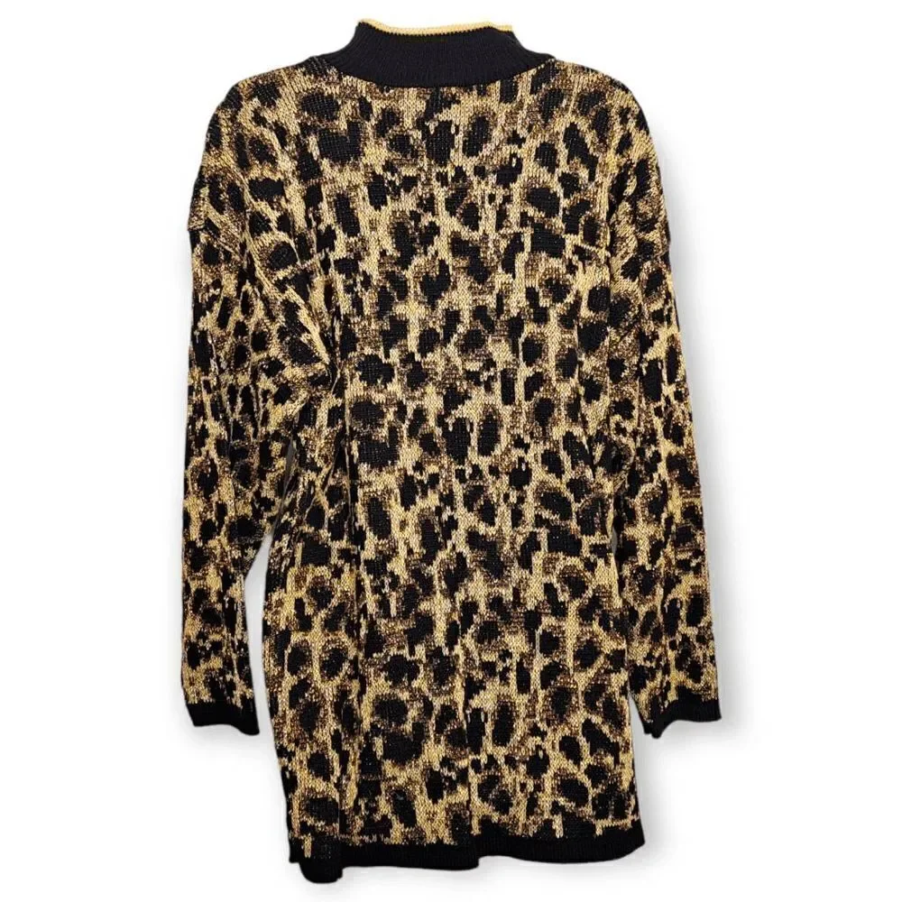 Nutcracker Vintage 80s Animal Print Metallic Sweater size Medium